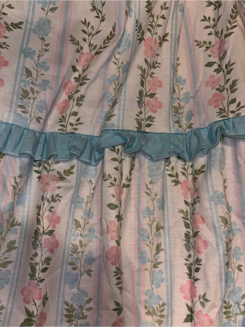 NWT Abby & Evie Cottagecore Floral Maxi Dress Blue Pink Smocked Tiered Size L - Picture 7 of 8